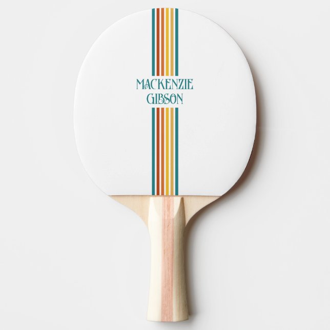 Pala De Ping Pong Retro Monogrammed Minimalist Stripes (Anverso)