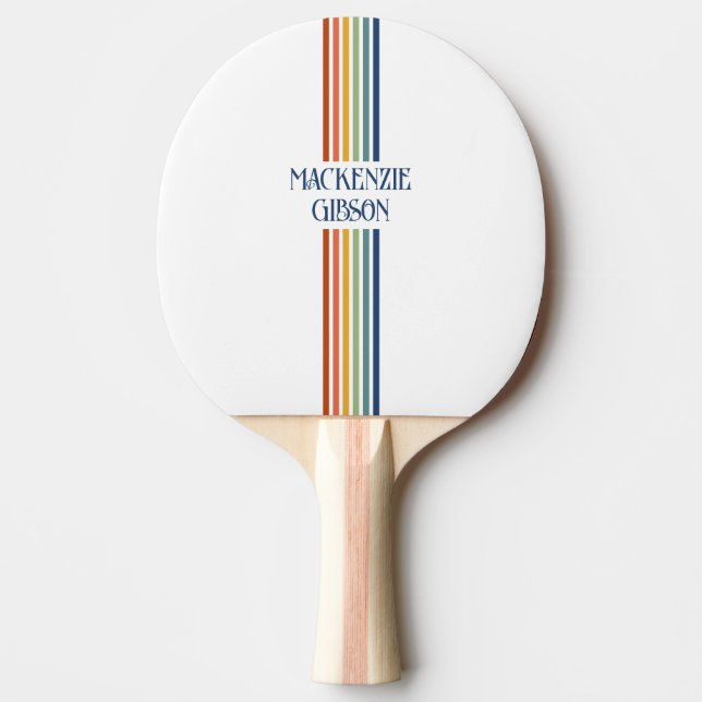 Pala De Ping Pong Retro Monogrammed Minimalist Stripes (Anverso)