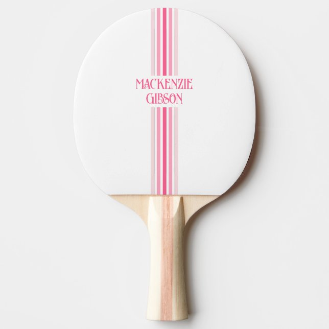 Pala De Ping Pong Retro Monogrammed Minimalist Stripes (Anverso)