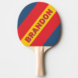 Pala De Ping Pong Retro Montaña Negrita Rayas con Nombre