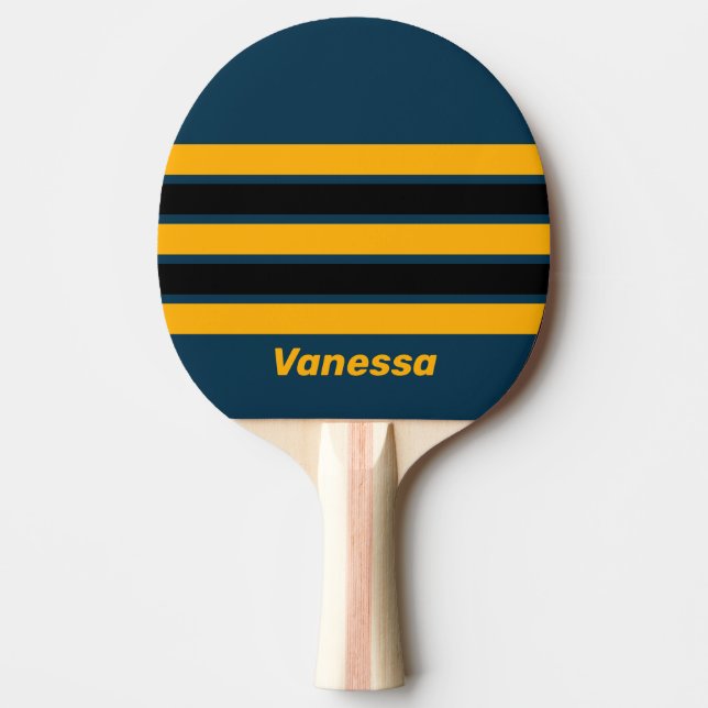 Pala De Ping Pong Retro Moonlit Tide Across Striping with Name (Anverso)