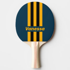 Pala De Ping Pong Retro Moonlit Tide Pin Stripes with Name