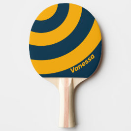 Pala De Ping Pong Retro Moonlit Tide Three Circle Stripe with Name