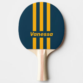 Pala De Ping Pong Retro Moonlit Tide Three Pin Stripes with Name