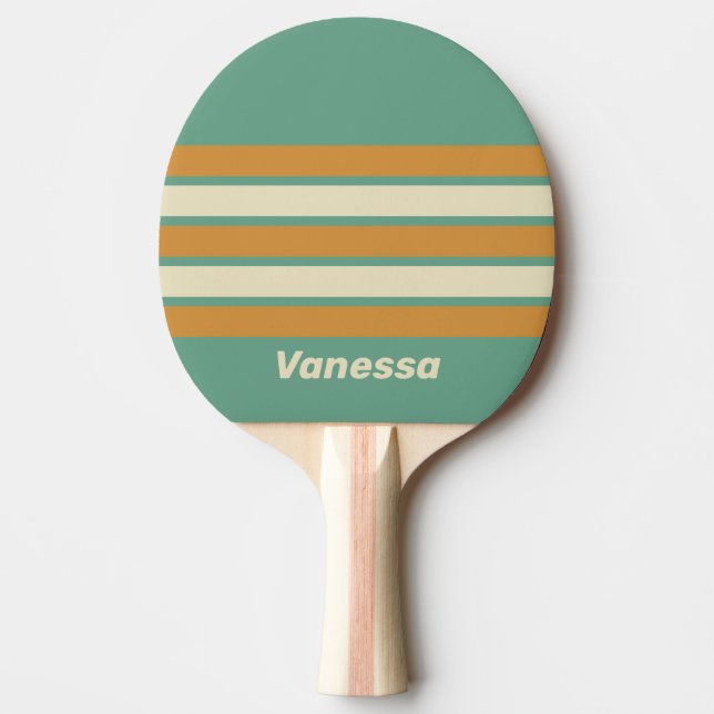 Pala De Ping Pong Retro Moss Across Striping with Name (Anverso)