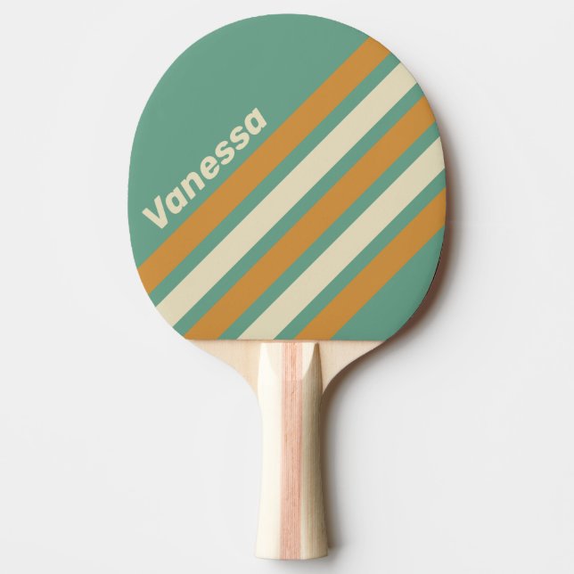 Pala De Ping Pong Retro Moss Angled Striping with Name (Anverso)