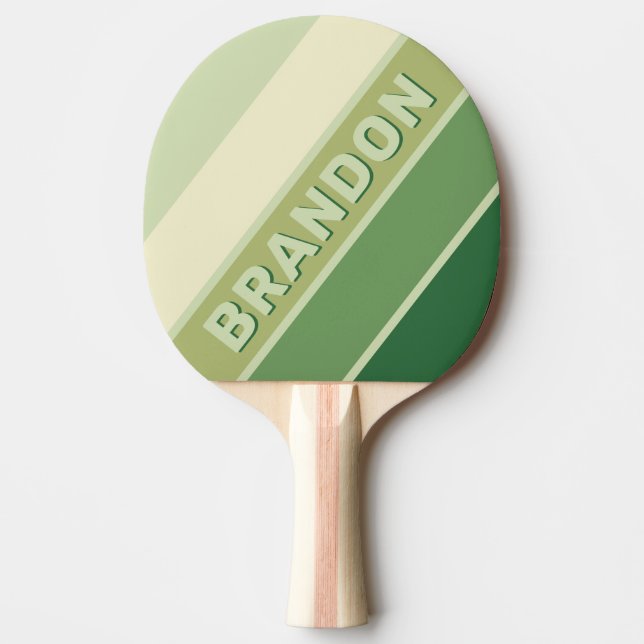 Pala De Ping Pong Retro Moss Arcoiris negrita con nombre (Anverso)