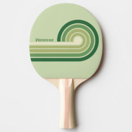 Pala De Ping Pong Retro Moss Arcoíris Rayas con Nombre