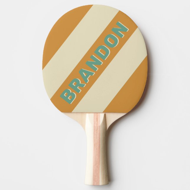 Pala De Ping Pong Retro Moss Bandas negrita con nombre (Anverso)