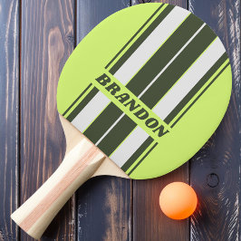 Pala De Ping Pong Retro Moss Fade Board Stripes con nombre