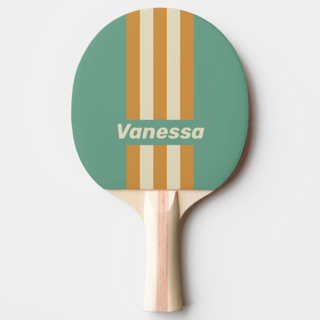 Pala De Ping Pong Retro Moss Pin Stripes with Name (Anverso)