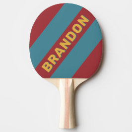 Pala De Ping Pong Retro Mostaza Semilla Negrita Rayas con Nombre