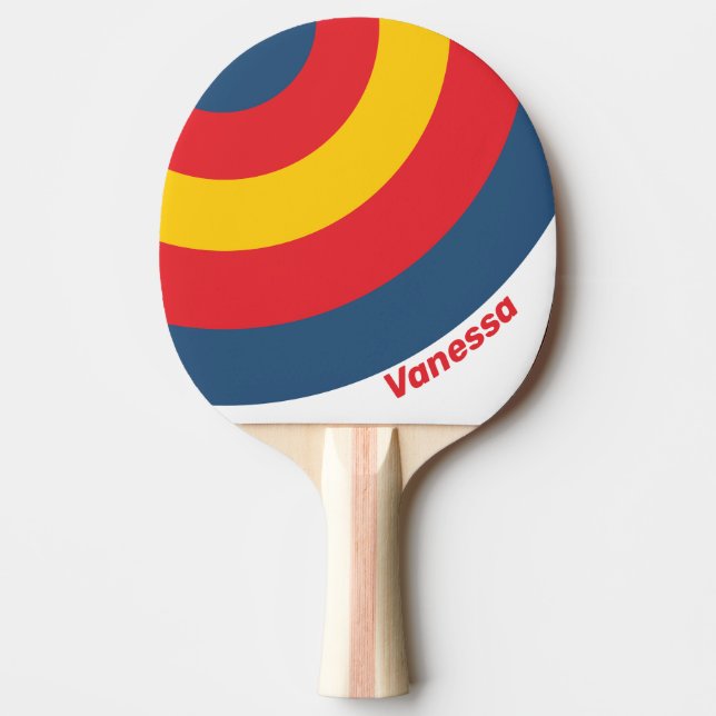 Pala De Ping Pong Retro Mountain Circle Stripe with Name (Anverso)