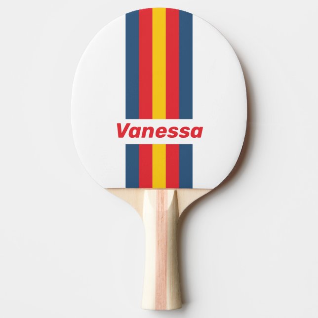 Pala De Ping Pong Retro Mountain Pin Stripes with Name (Anverso)