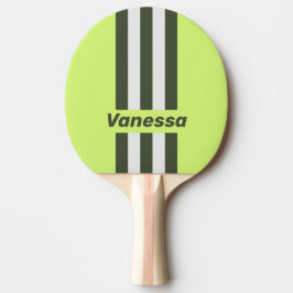 Pala De Ping Pong Retro Musgo Desvanecido Rayas con Nombre