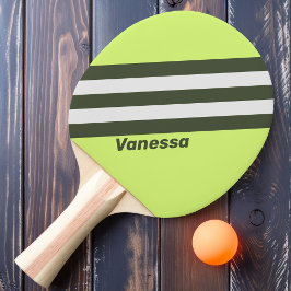 Pala De Ping Pong Retro Musgo Desvanecido Rayas con Nombre