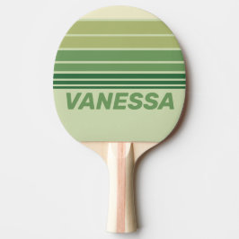 Pala De Ping Pong Retro Musgo Franjas Arcoíris con Nombre