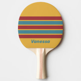 Pala De Ping Pong Retro Mustard Seed Across Striping with Name