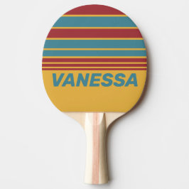 Pala De Ping Pong Retro Mustard Seed Horizon Striping with Name