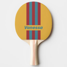 Pala De Ping Pong Retro Mustard Seed Pin Stripes with Name