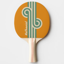 Pala De Ping Pong Retro Naranja Bucle con Nombre