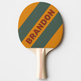 Pala De Ping Pong Retro Naranja Rust Bandas negrita con nombre