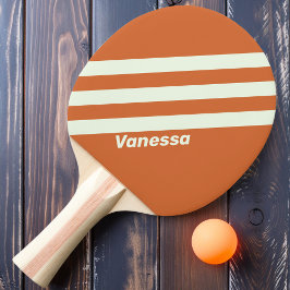 Pala De Ping Pong Retro Naranja Tres Franjas con Nombre