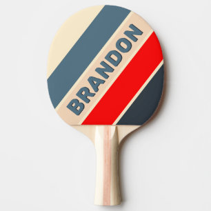 Pala De Ping Pong Retro Náutico Arcoíris Negrita Rayado con Nombre