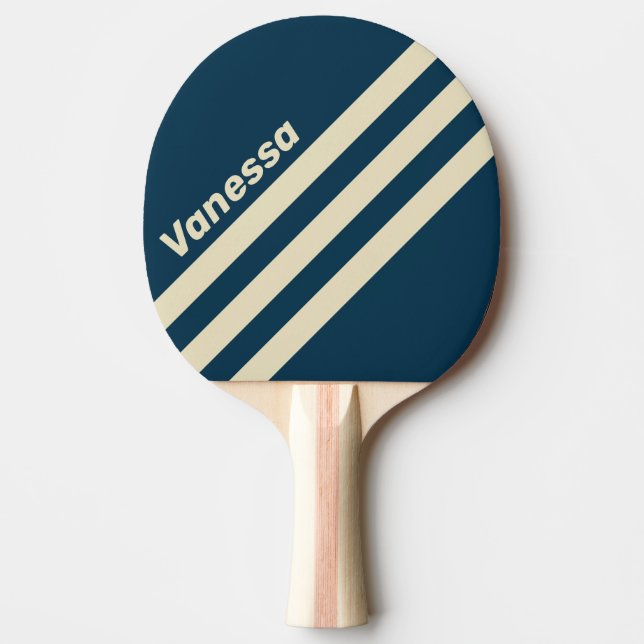 Pala De Ping Pong Retro Navy Fade Three Angled Striping with Name (Anverso)