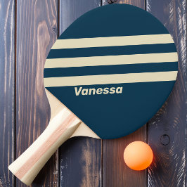 Pala De Ping Pong Retro Navy Fade Tres Franjas con Nombre