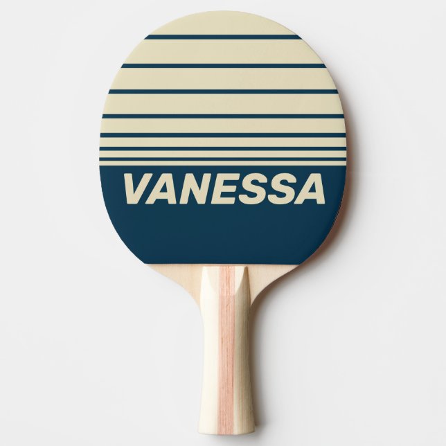 Pala De Ping Pong Retro Navy Fade Tres Franjas Horizontales con Nomb (Anverso)