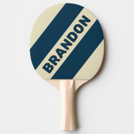 Pala De Ping Pong Retro Navy Fade Tres Rayas Negras con Nombre