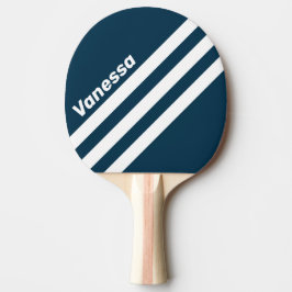 Pala De Ping Pong Retro Navy Three Angled Striping with Name