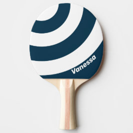 Pala De Ping Pong Retro Navy Three Circle Stripe with Name