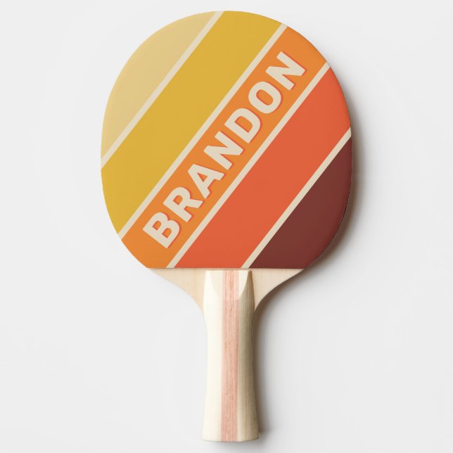 Pala De Ping Pong Retro Negrita Rayada con Nombre (Anverso)