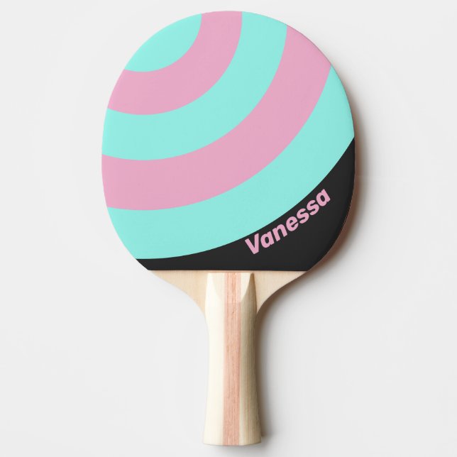 Pala De Ping Pong Retro Night Prism Circle Stripe with Name (Anverso)