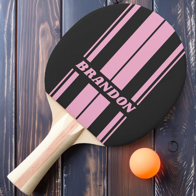 Pala De Ping Pong Retro Noche Rosa Doble Tiras de Placa con Nombre (Subido por el creador)