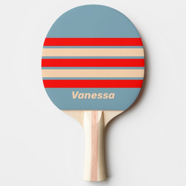Pala De Ping Pong Retro Ocean Horizon Across Striping with Name (Anverso)