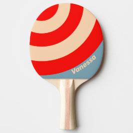 Pala De Ping Pong Retro Ocean Horizon Circle Stripe with Name