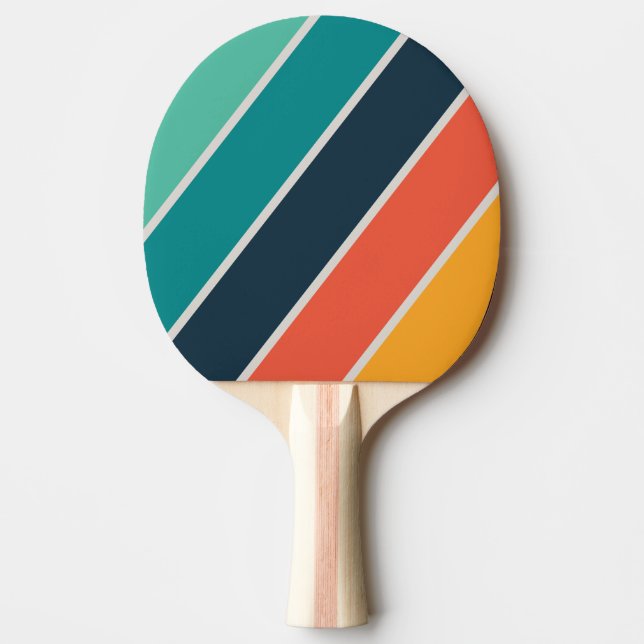 Pala De Ping Pong Retro Océano Arcoíris Negrita Rayado (Anverso)