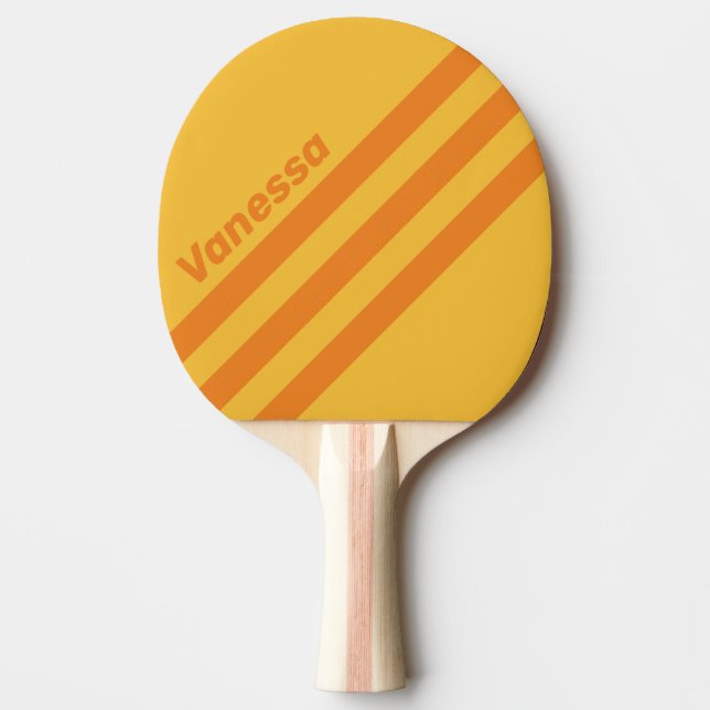 Pala De Ping Pong Retro Orange Groove Angled Striping with Name (Anverso)