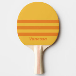 Pala De Ping Pong Retro Orange Groove Three Across Stripe with Name