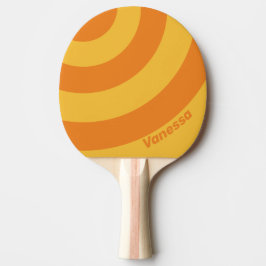 Pala De Ping Pong Retro Orange Groove Three Circle Stripe with Name