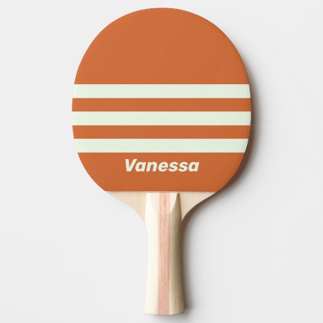 Pala De Ping Pong Retro Orange Three Across Striping with Name (Anverso)