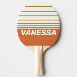 Pala De Ping Pong Retro Orange Three Horizon Striping with Name