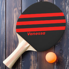 Pala De Ping Pong Retro Oscuro Tres Franjas con Nombre