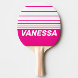 Pala De Ping Pong Retro Pink Lollipop Horizon Striping with Name