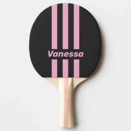 Pala De Ping Pong Retro Pink Night Three Pin Stripes with Name