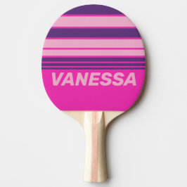 Pala De Ping Pong Retro Pink Sky Horizon Striping with Name
