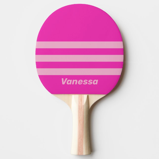 Pala De Ping Pong Retro Pink Sky Three Across Striping with Name (Anverso)